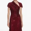 Red Rhinestone Drape Midi Dress Red Rhinestone Drape Midi Dress