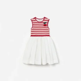 Red Striped Crochet Floaty Dress