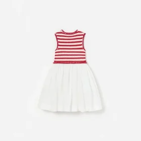 Red Striped Crochet Floaty Dress