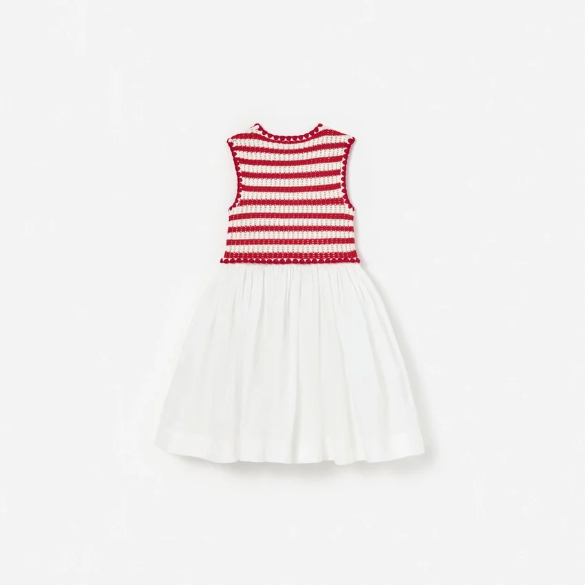 Red Striped Crochet Floaty Dress Red Striped Crochet Floaty Dress