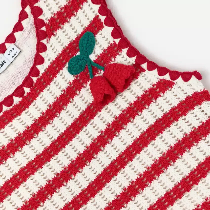 Red Striped Crochet Floaty Dress Red Striped Crochet Floaty Dress