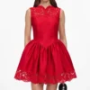 Red Taffeta Lace Mini Dress Red Taffeta Lace Mini Dress