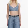Rhinestone Croc Effect Denim Bralette Rhinestone Croc Effect Denim Bralette