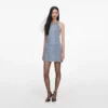 Rhinestone Croc Effect Denim Mini Dress Rhinestone Croc Effect Denim Mini Dress