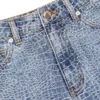 Rhinestone Croc Effect Denim Shorts Rhinestone Croc Effect Denim Shorts