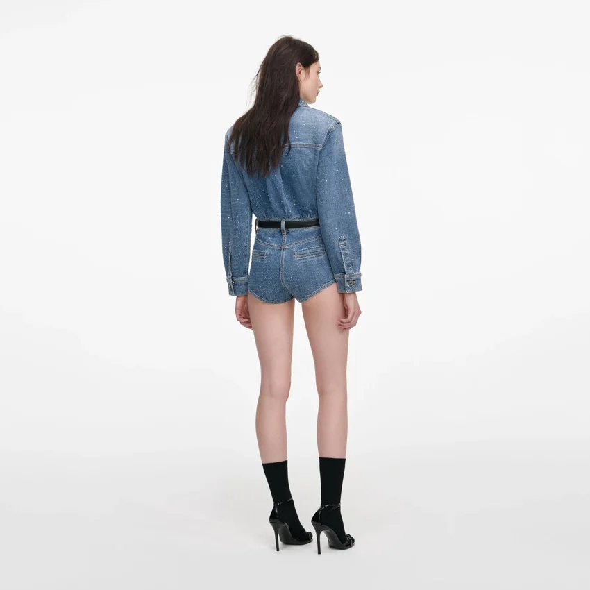 Rhinestone Denim Playsuit Rhinestone Denim Playsuit
