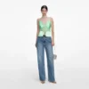Rhinestone Denim Straight Leg Jeans Rhinestone Denim Straight Leg Jeans