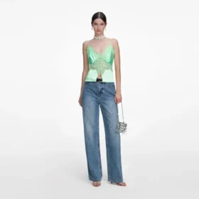 Rhinestone Denim Straight Leg Jeans Rhinestone Denim Straight Leg Jeans