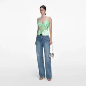 Rhinestone Denim Straight Leg Jeans Rhinestone Denim Straight Leg Jeans