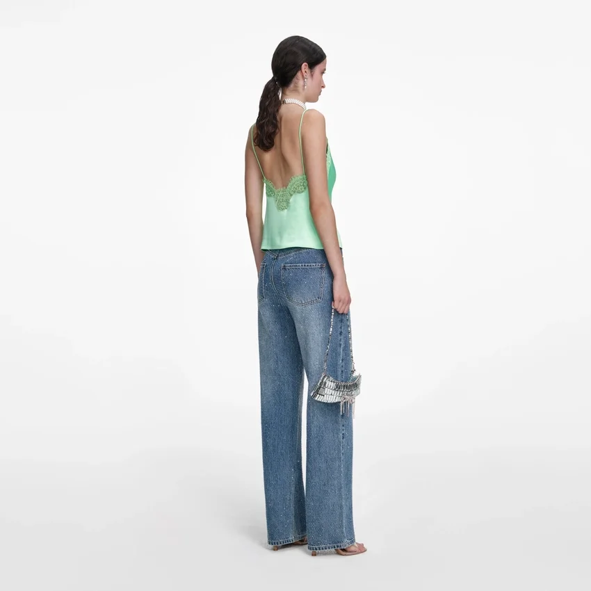 Rhinestone Denim Straight Leg Jeans Rhinestone Denim Straight Leg Jeans