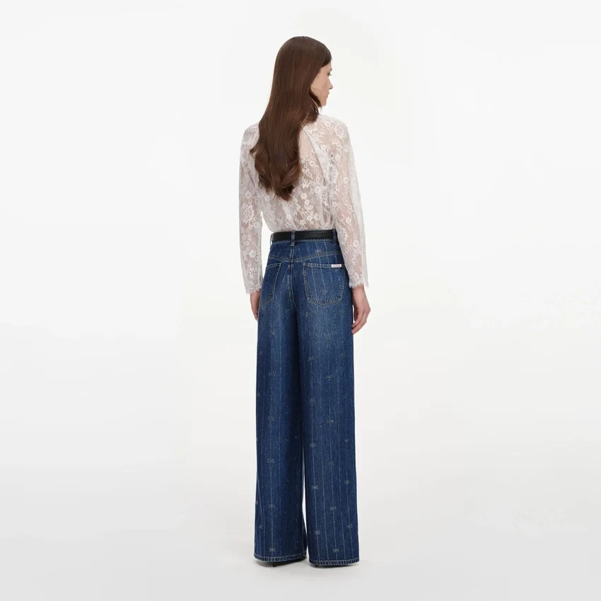 Rhinestone Stripe Denim Jeans Rhinestone Stripe Denim Jeans
