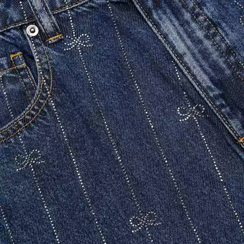 Rhinestone Stripe Denim Jeans Rhinestone Stripe Denim Jeans