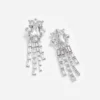 Silver Crystal Cluster Dangle Earrings Silver Crystal Cluster Dangle Earrings