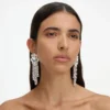 Silver Crystal Cluster Dangle Earrings Silver Crystal Cluster Dangle Earrings
