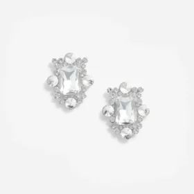 Silver Crystal Cluster Earrings