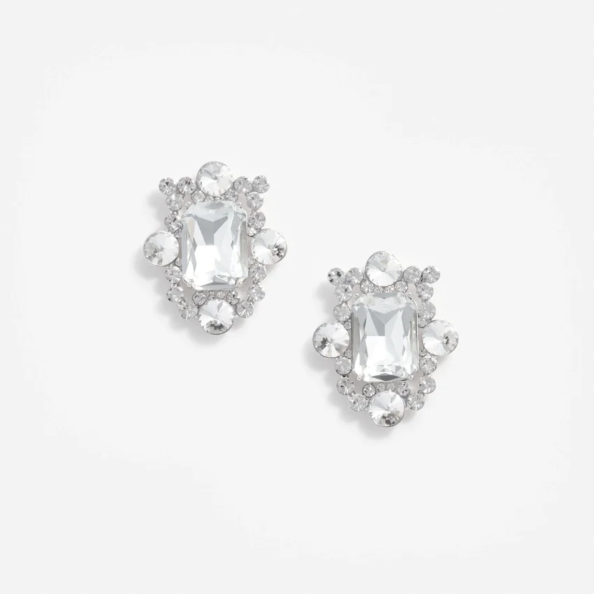 Silver Crystal Cluster Earrings Silver Crystal Cluster Earrings