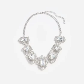 Silver Crystal Cluster Necklace