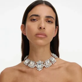 Silver Crystal Cluster Necklace