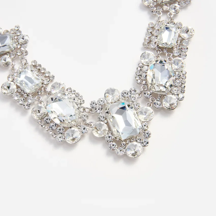 Silver Crystal Cluster Necklace Silver Crystal Cluster Necklace
