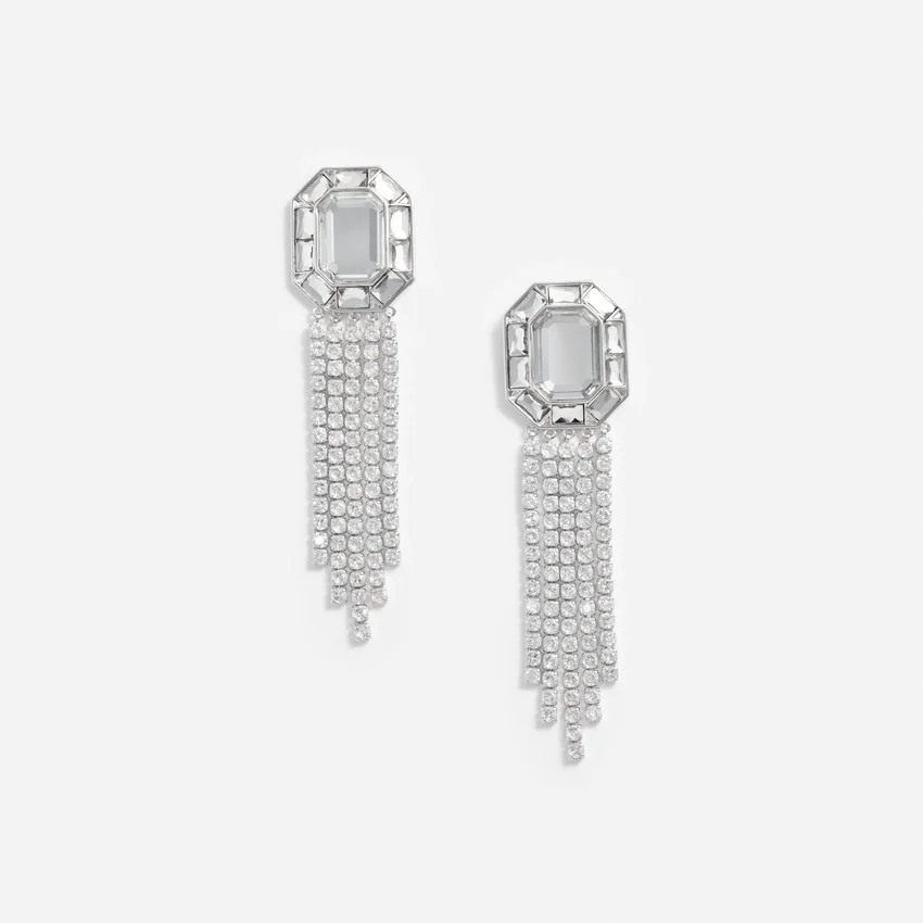 Silver Crystal Droplet Earrings Silver Crystal Droplet Earrings