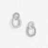 Silver Crystal Link Earrings