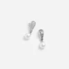 Silver Crystal Pearl Drop Earrings Silver Crystal Pearl Drop Earrings