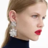 Silver Encrusted Tiered Earrings