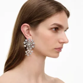 Silver Flower Crystal Earrings