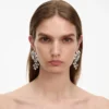 Silver Flower Crystal Earrings