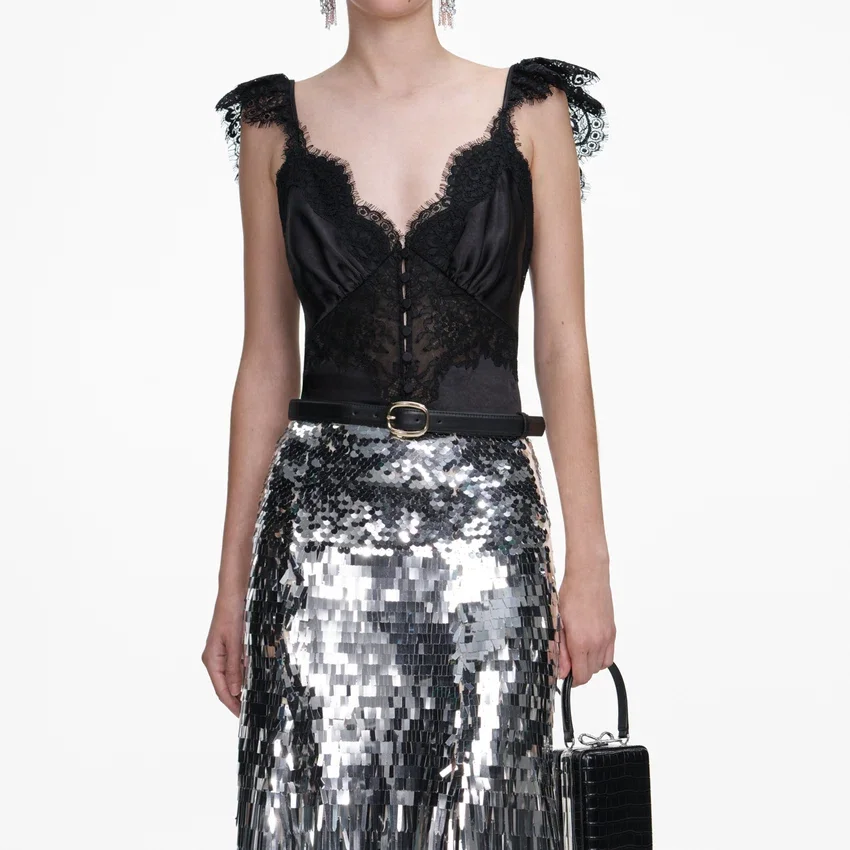 Silver Gradient Sequin Midi Skirt Silver Gradient Sequin Midi Skirt