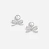 Silver Pearl Bow Drop Earrings Silver Pearl Bow Drop Earrings