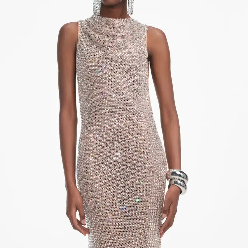 Silver Rhinestone Drape Maxi Dress Silver Rhinestone Drape Maxi Dress