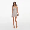 Silver Rhinestone Draped Mini Dress Silver Rhinestone Draped Mini Dress