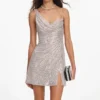 Silver Rhinestone Draped Mini Dress Silver Rhinestone Draped Mini Dress