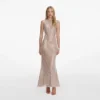 Silver Rhinestone Mesh Midi Dress Silver Rhinestone Mesh Midi Dress