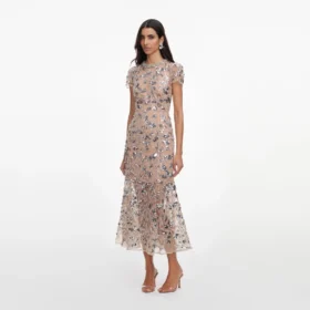 Silver Sequin Embellished Midi Dress