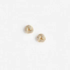 Small Gold Crystal Knot Earring