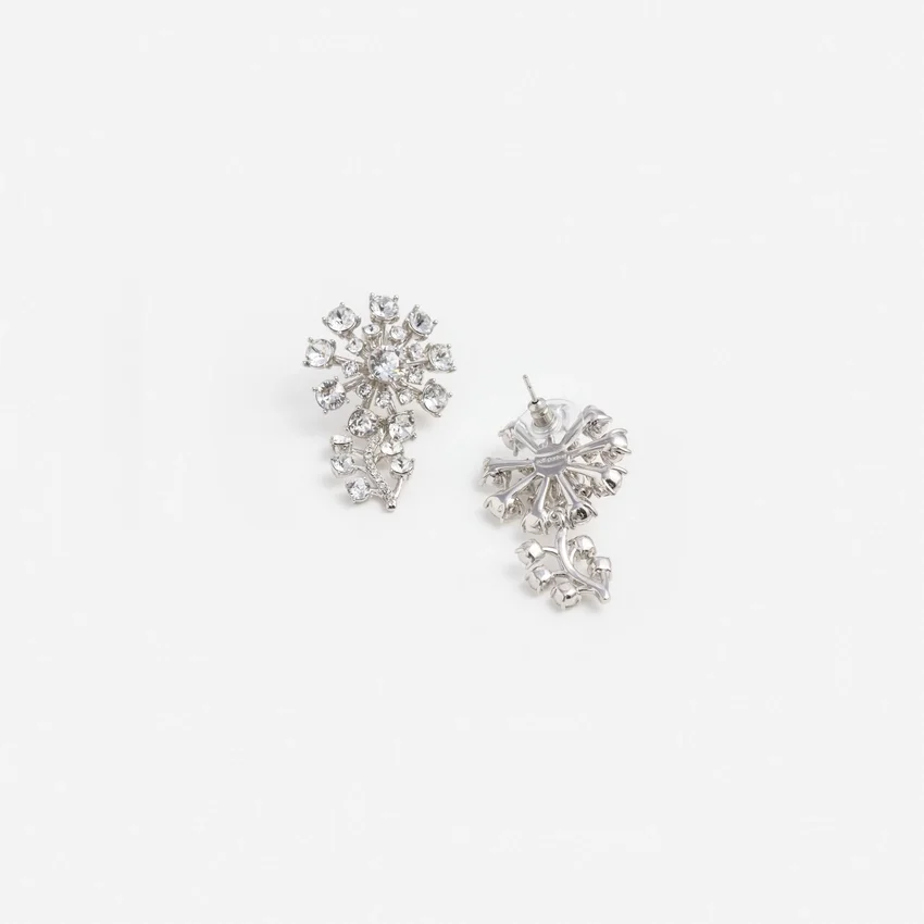 Small Silver Flower Crystal Earrings Small Silver Flower Crystal Earrings