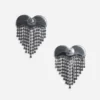 Smoke Crystal Heart Earrings