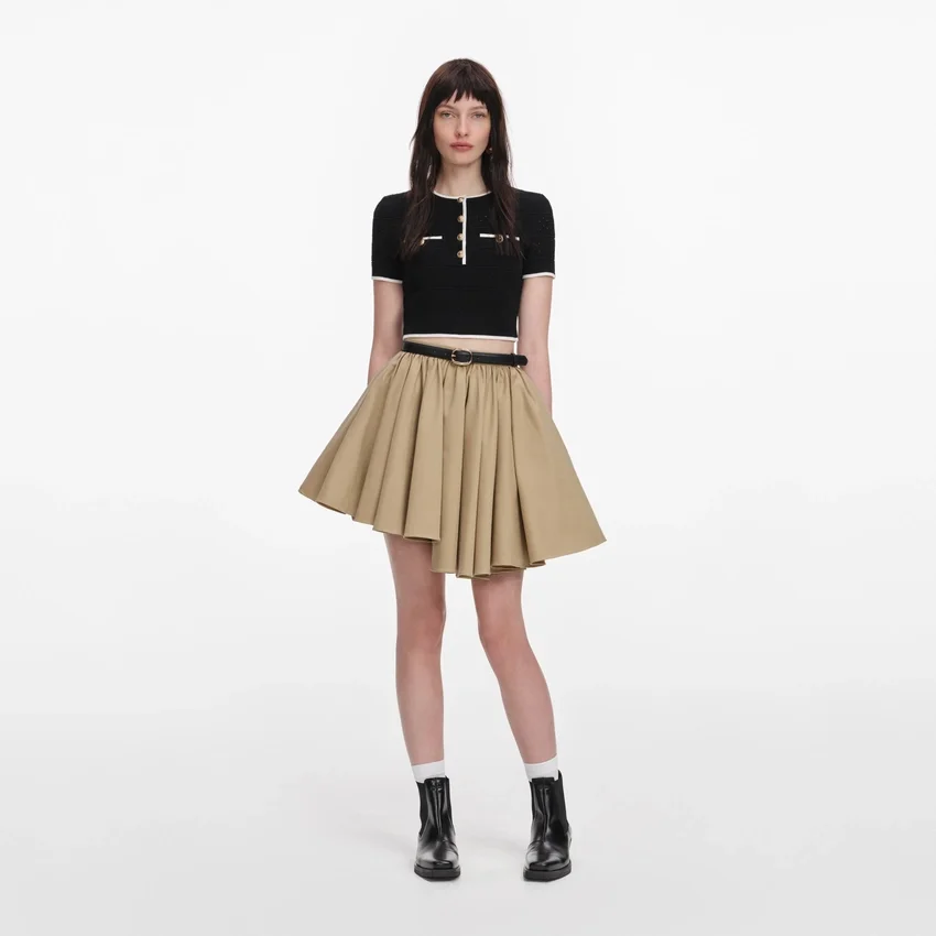 Tan Cotton Mini Skirt Tan Cotton Mini Skirt