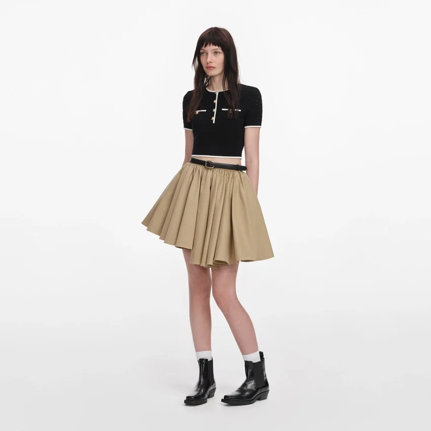 Tan Cotton Mini Skirt Tan Cotton Mini Skirt
