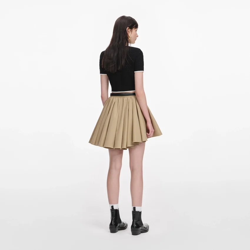 Tan Cotton Mini Skirt Tan Cotton Mini Skirt