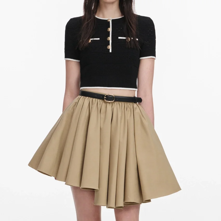 Tan Cotton Mini Skirt Tan Cotton Mini Skirt