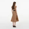 Tan Twill Belted Midi Dress Tan Twill Belted Midi Dress