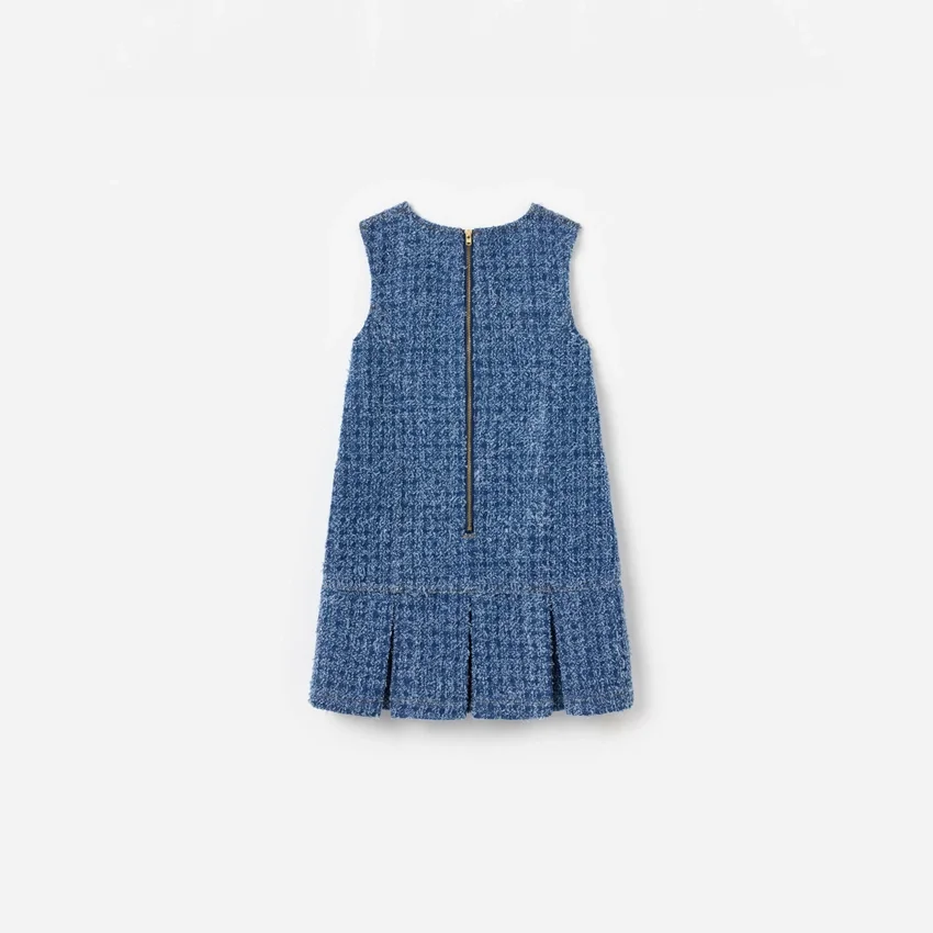 Textured Denim Heart Trim Dress Textured Denim Heart Trim Dress