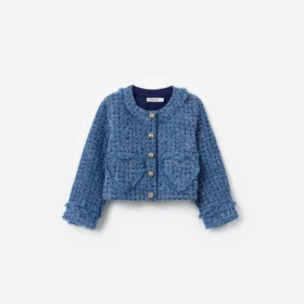 Textured Denim Heart Trim Jacket