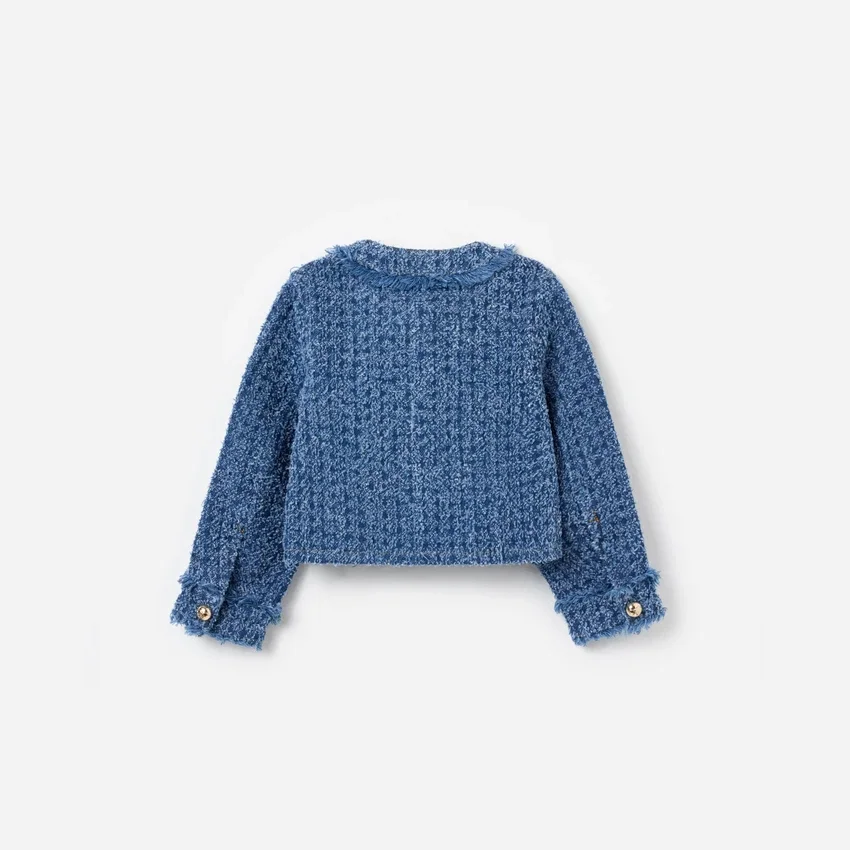 Textured Denim Heart Trim Jacket Textured Denim Heart Trim Jacket