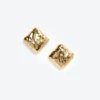 Textured Gold Square Earrings