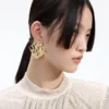 Textured Gold Square Earrings