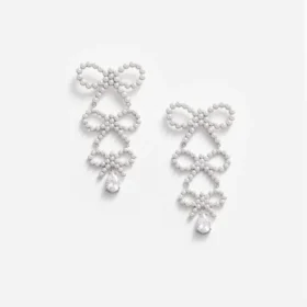Tiered Pearl Bow Earrings